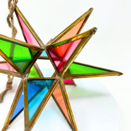 Multi Color Glass 3D Star Ornament 7” | AM