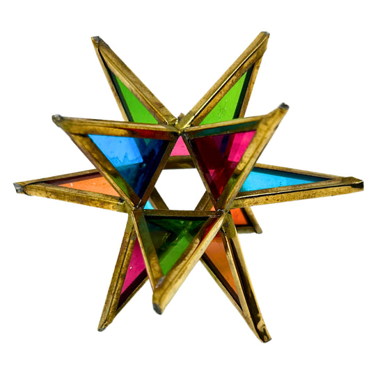 Multi Color Glass 3D Star Ornament 4” | AM