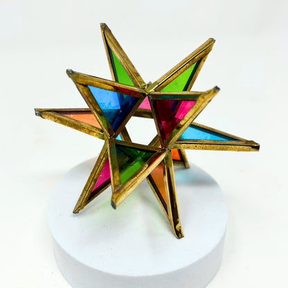 Multi Color Glass 3D Star Ornament 4” | AM