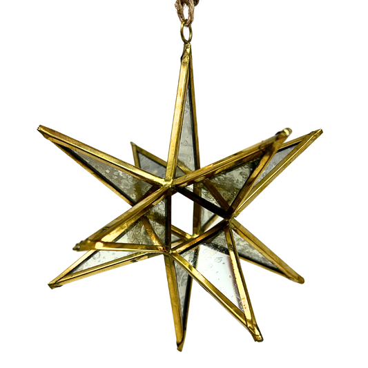 Silver Glass 3D Star Ornament 7”