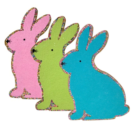 Felt Bunny Hanger 3 Asst 12" - Green/Pink/Blue | QPE