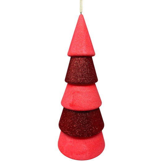 Iridescent Glitter Tree Ornament - Red/Coral 9" | YK