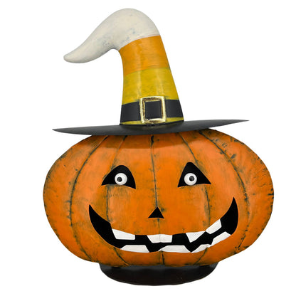 Candy Corn Hat Metal Pumpkin 17.75" | FH