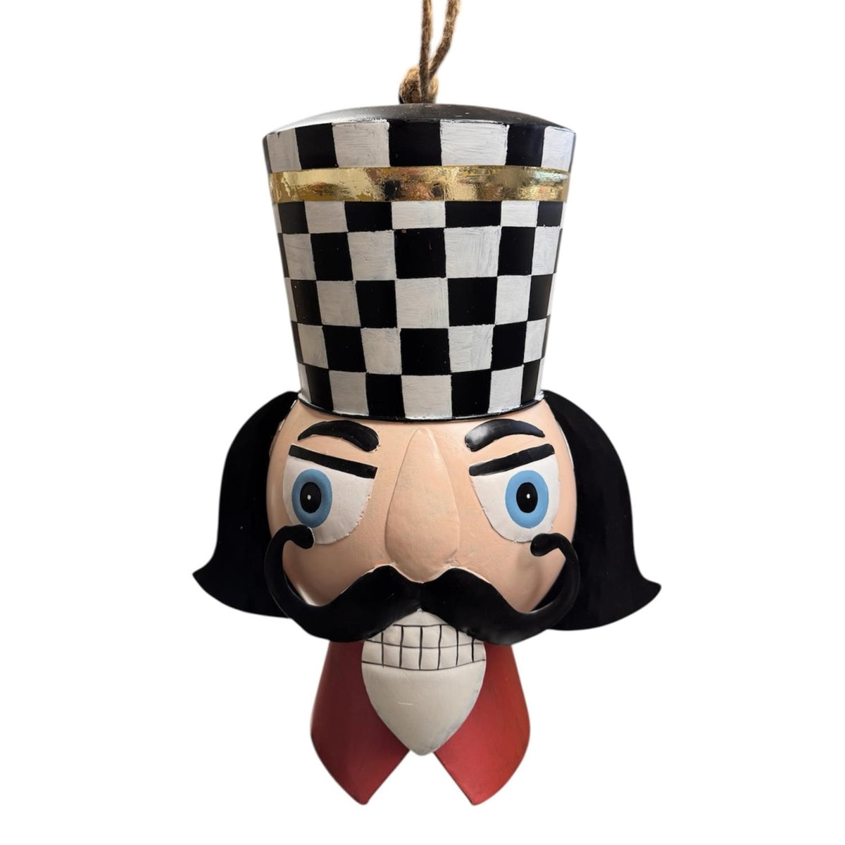 Checkered Hat Nutcracker Ornament Metal 14.5" | FH