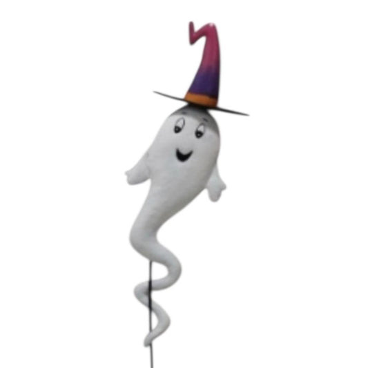 Curly Metal Ghost Stake w/ Hat 24" | FH
