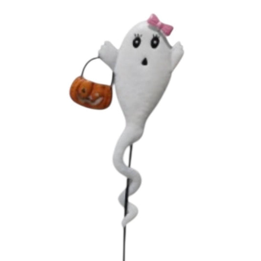 Curly Metal Ghost Stake w/ Bow/ 24" | FH