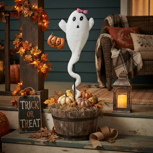 Curly Metal Ghost Stake w/ Bow/ 24" | FH