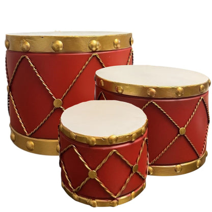 Metal Drum Planter (set of 3) Red 19.75",17",14.25" | FH