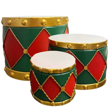Metal Drum Planter (set of 3) Red/Green 19.75",17",14.25" | FH