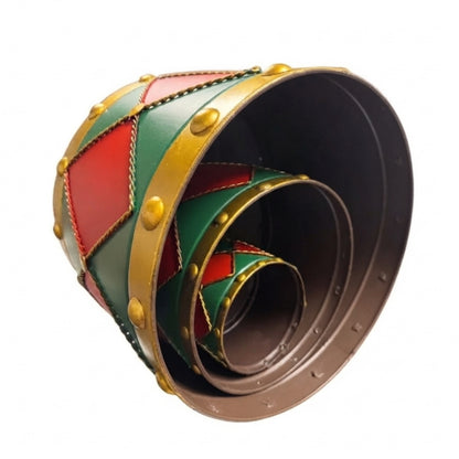 Metal Drum Planter (set of 3) Red/Green 19.75",17",14.25" | FH