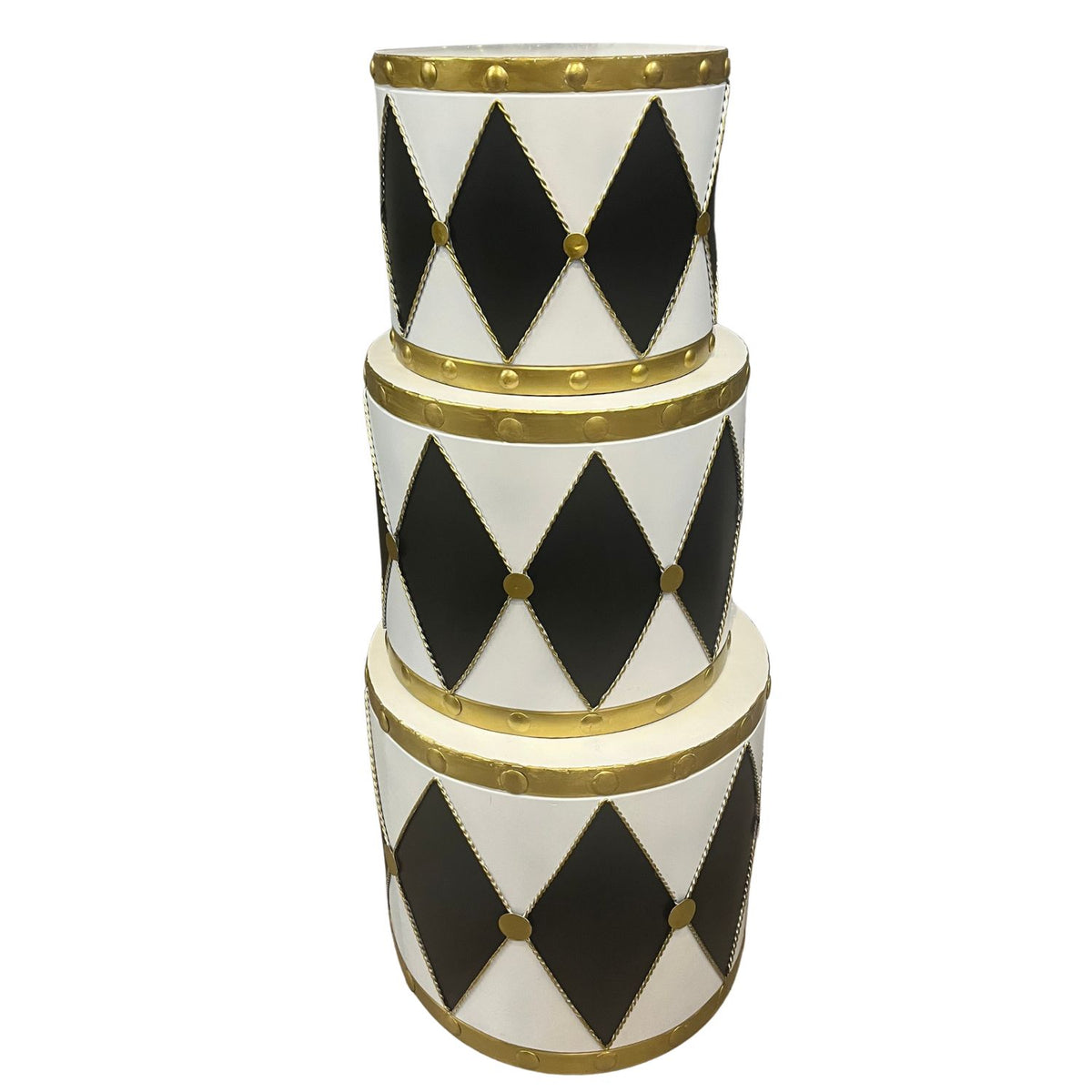 Metal Drum Planter (set of 3) Black/White 19.75",17",14.25" | FH