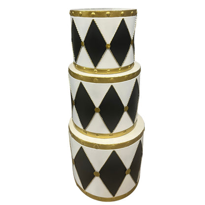 Metal Drum Planter (set of 3) Black/White 19.75",17",14.25" | FH