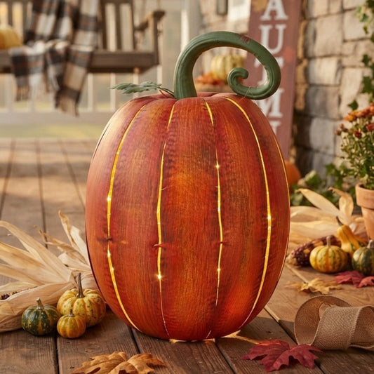 Metal Cut Out Pumpkin Lantern 20" - Orange | FH