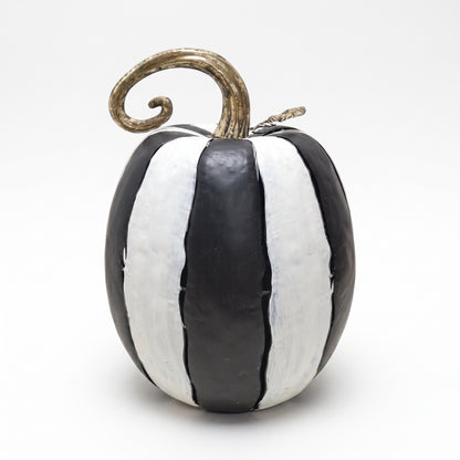 Metal Cut Out Pumpkin Lantern 20" Black/White | FH