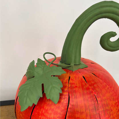 Metal Cut Out Pumpkin Lantern 14.25" - Orange | FH