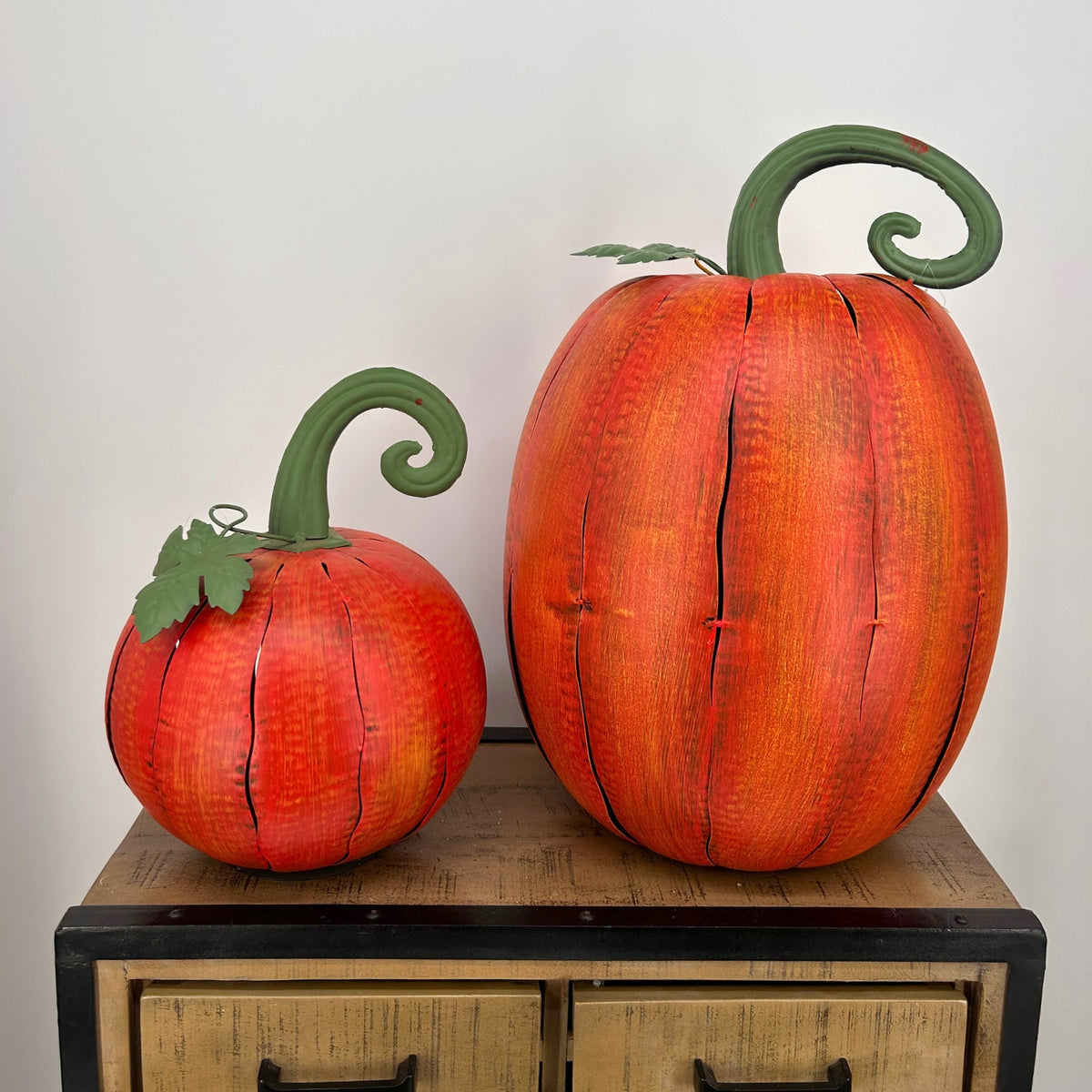 Metal Cut Out Pumpkin Lantern 14.25" - Orange | FH