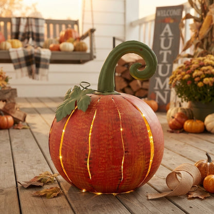 Metal Cut Out Pumpkin Lantern 14.25" - Orange | FH