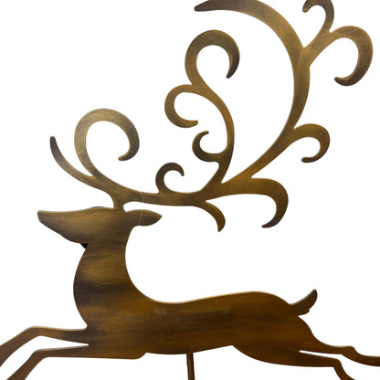 Metal Reindeer on Stand 29" Antique Gold | FH