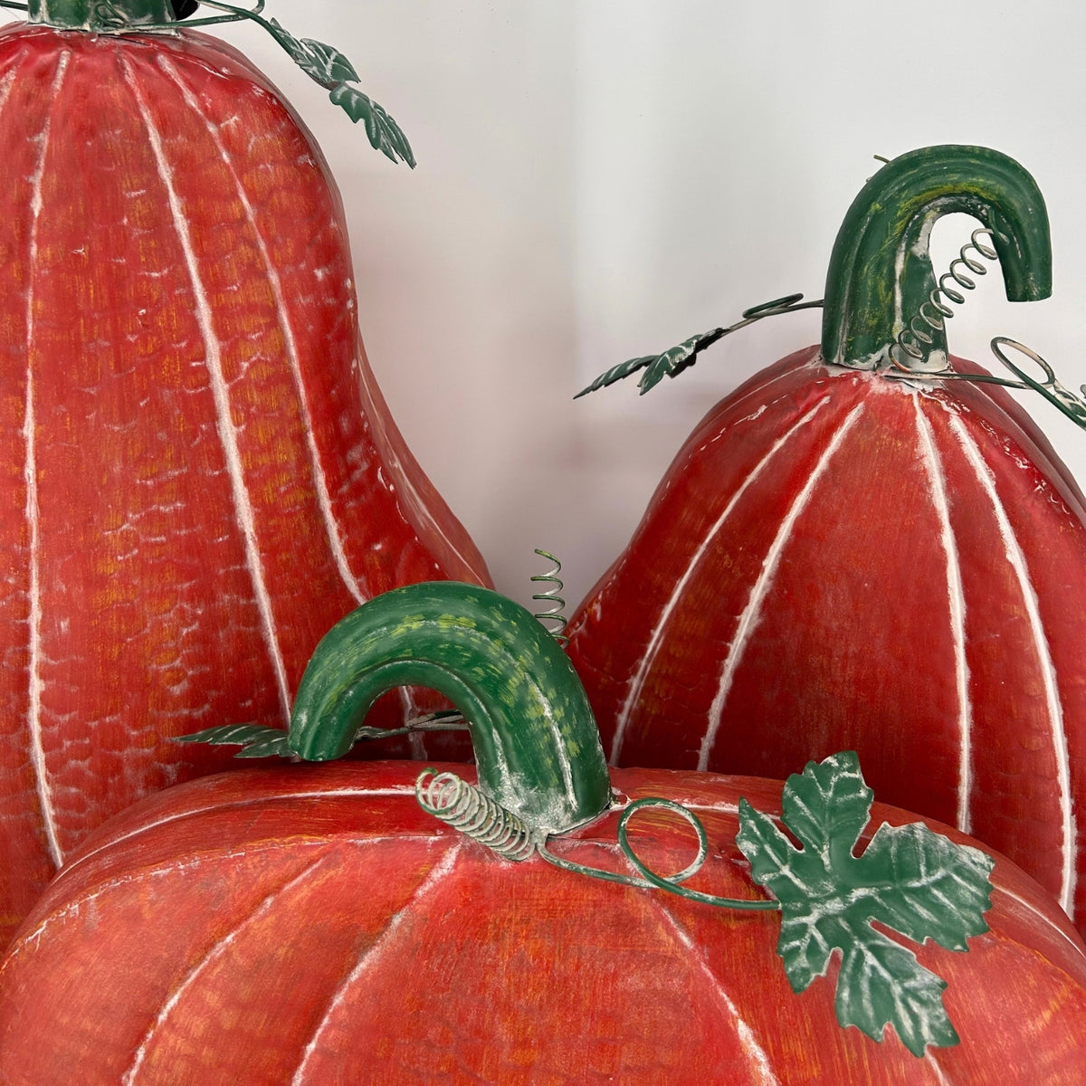 Metal Pumpkins Rustic Orange (set of 3) - 19.25", 21.25", 27"| FH