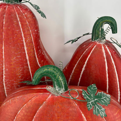 Metal Pumpkins Rustic Orange (set of 3) - 19.25", 21.25", 27"| FH