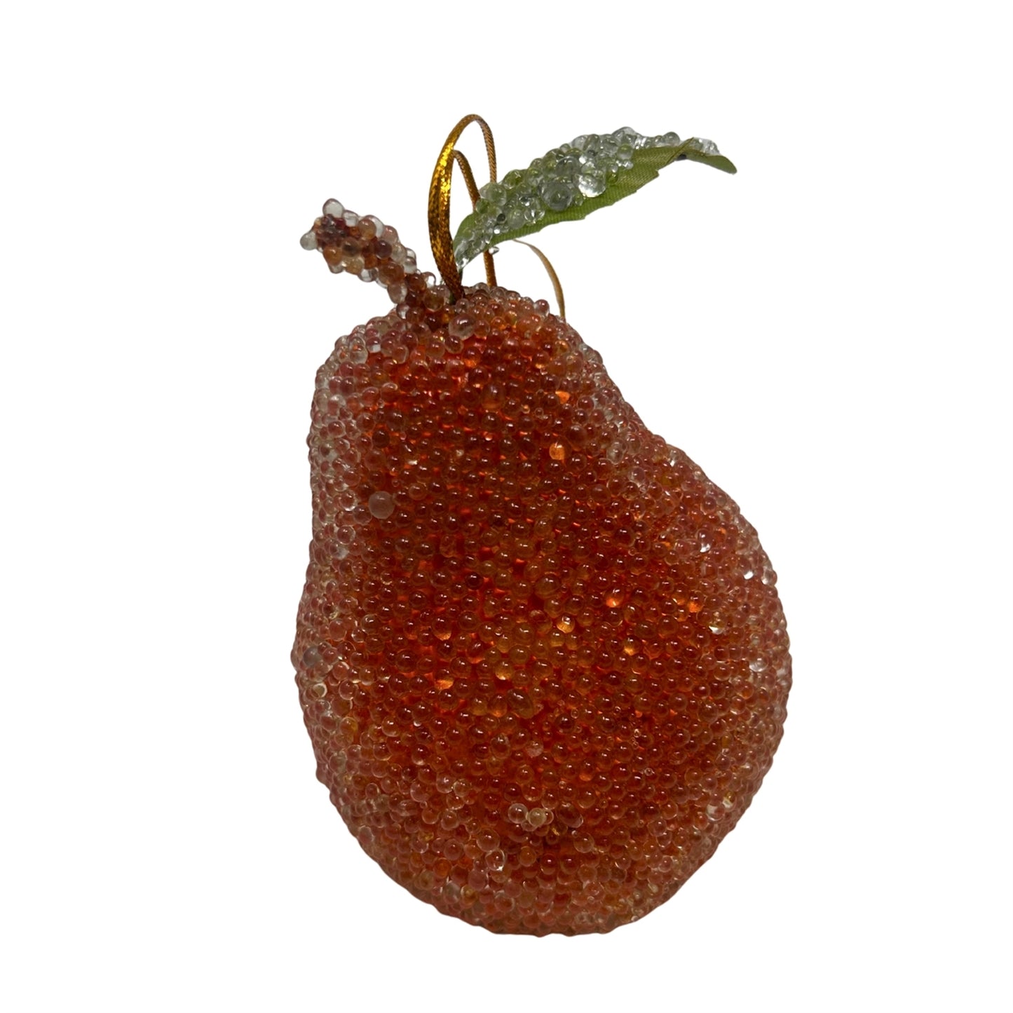 Beaded Copper Christmas Pear 4" | YS