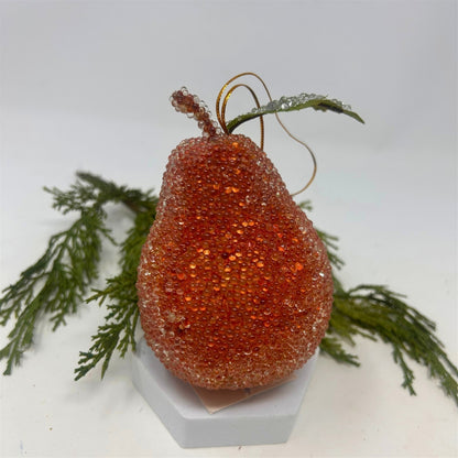 Beaded Copper Christmas Pear 4" | YS