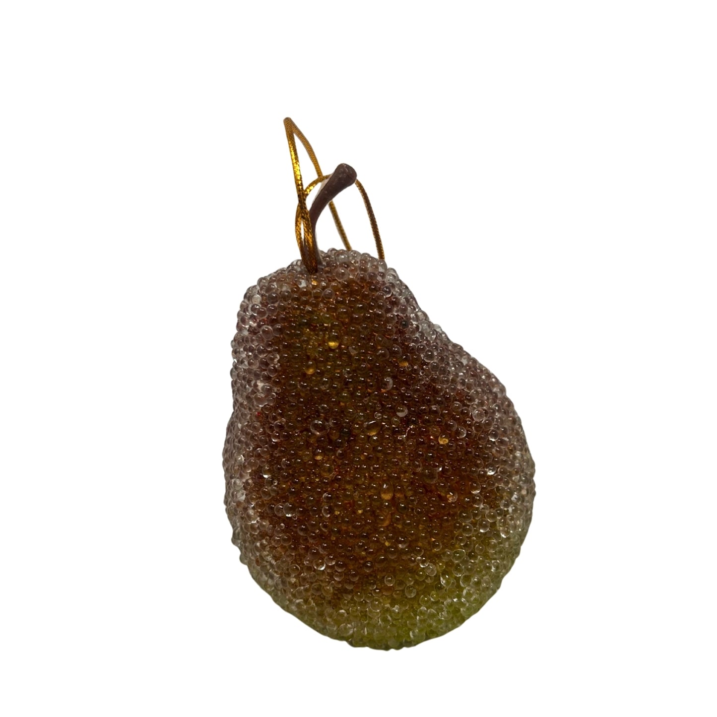Beaded Green Christmas Pear 4" | YS