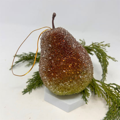 Beaded Green Christmas Pear 4" | YS