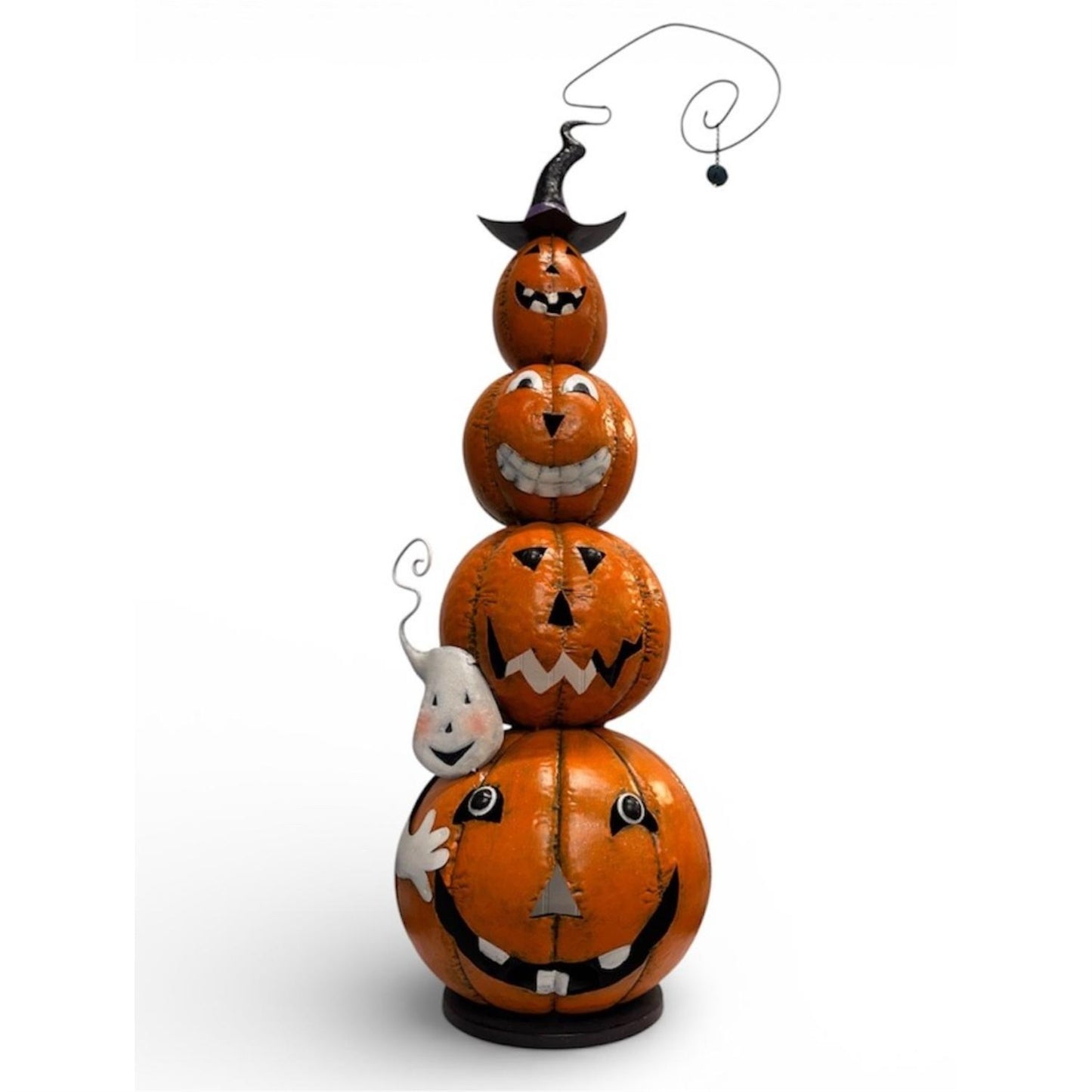 Metal Jack O Lantern Stack w/ Ghost 40" | FH
