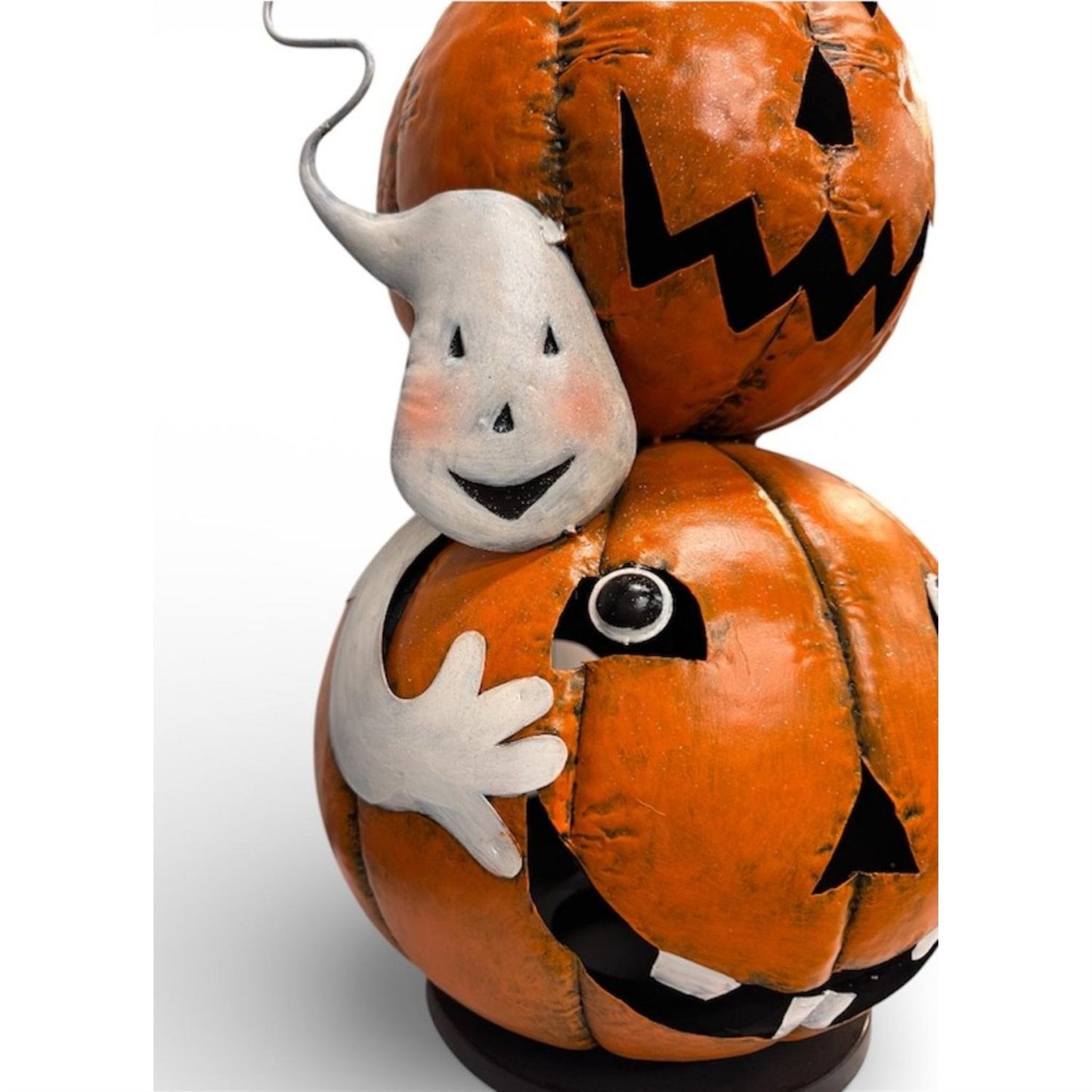 Metal Jack O Lantern Stack w/ Ghost 40" | FH