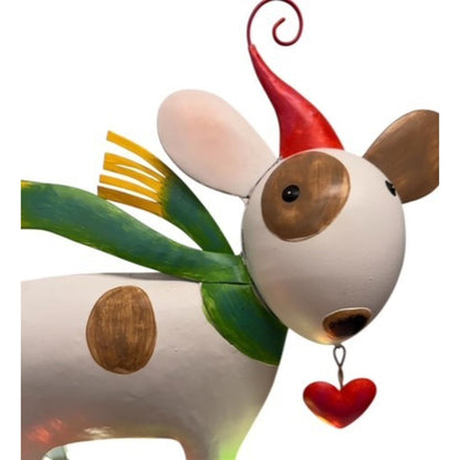 Metal Color Pop Christmas Dog on Sled w/ LED Lights 15.5" | FH