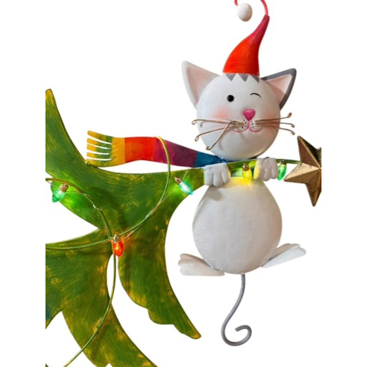 Metal Color Pop Cat on Tree w/ LED Lights 29.5" | FH