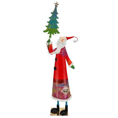 Metal Color Pop Santa w/ Tree 34" | FH