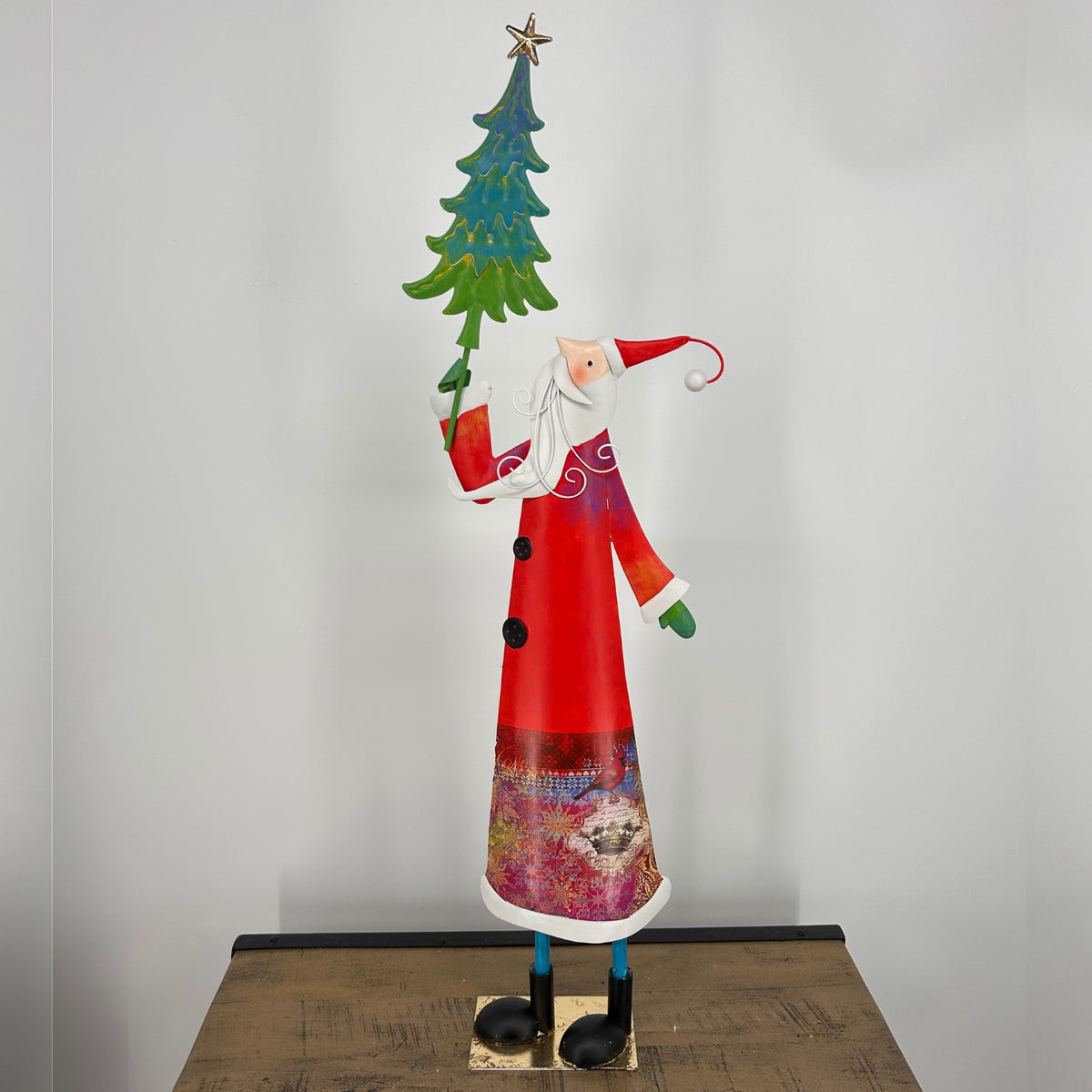 Metal Color Pop Santa w/ Tree 34" | FH