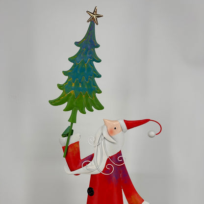 Metal Color Pop Santa w/ Tree 34" | FH