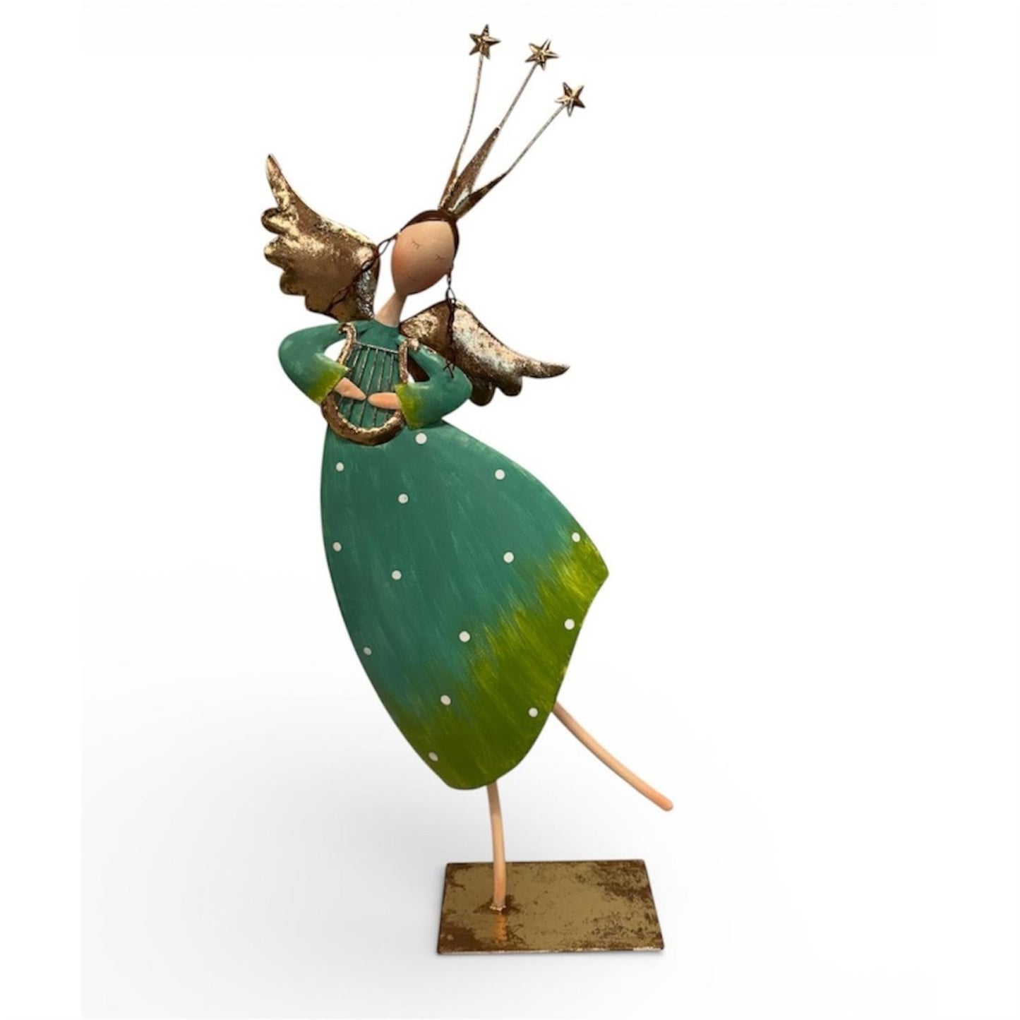 Metal Standing Whimsical Angel w/ Harp 22.5" | FH