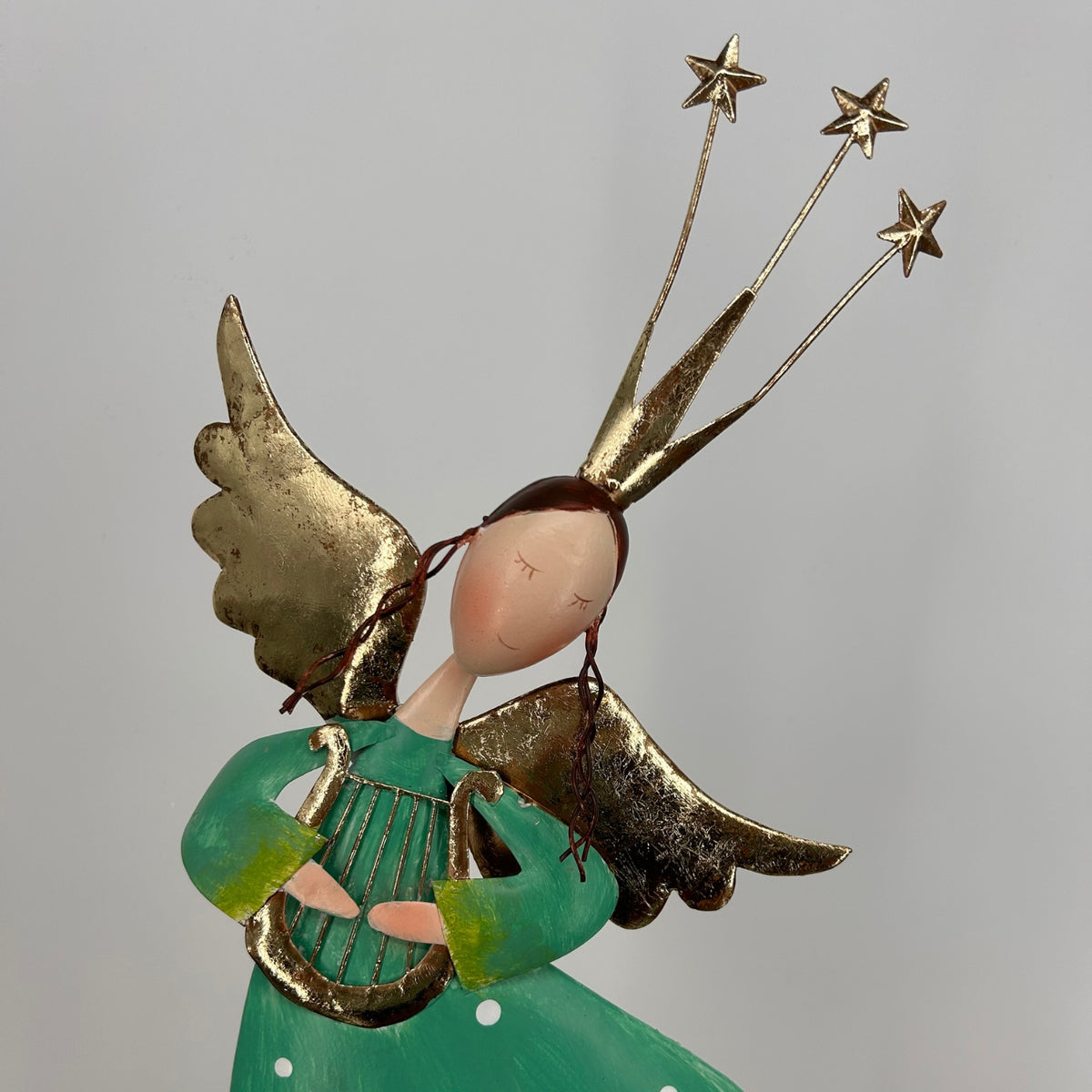 Metal Standing Whimsical Angel w/ Harp 22.5" | FH