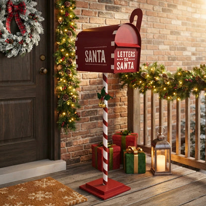 Metal North Pole Post office Mailbox 54.25" | FH