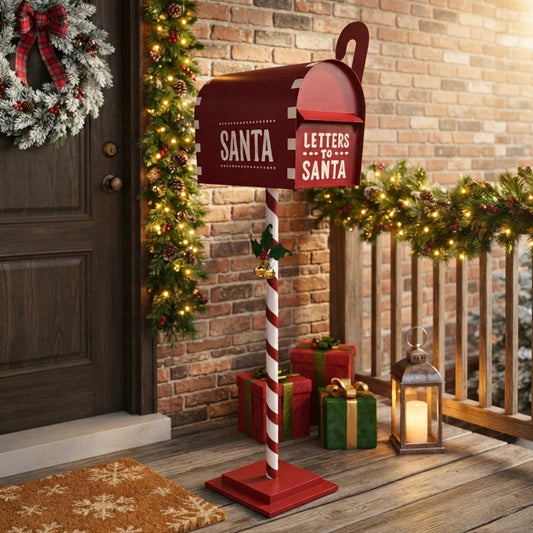 Metal North Pole Post office Mailbox 54.25" | FH