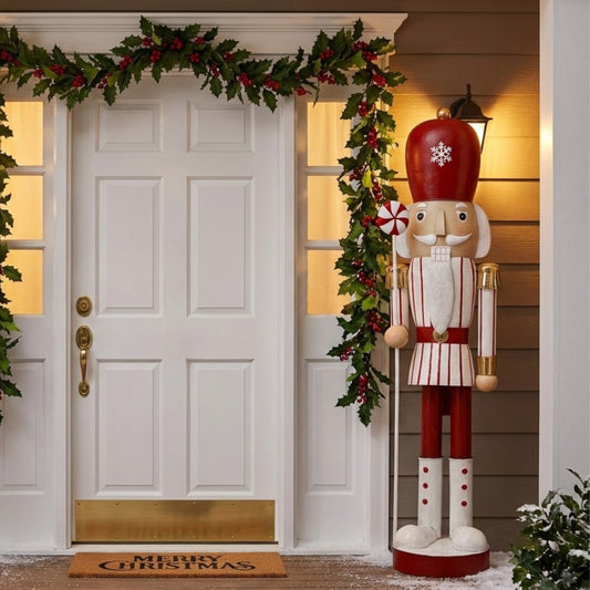 Metal Peppermint Stripe Nutcracker 65.75" | FH