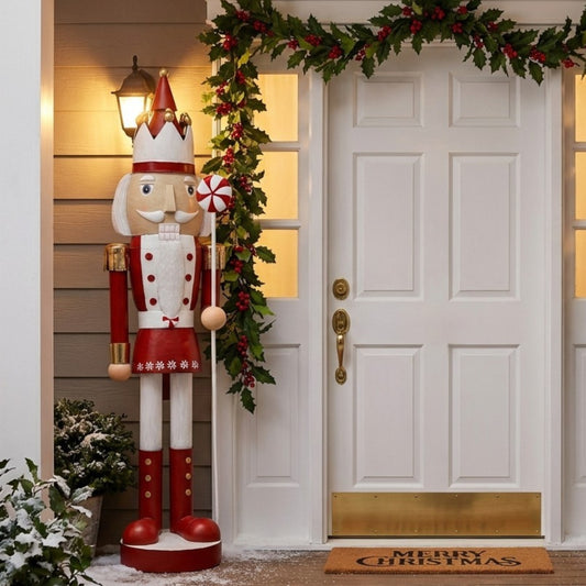 Metal Peppermint Tree Hat Nutcracker 66.5" | FH