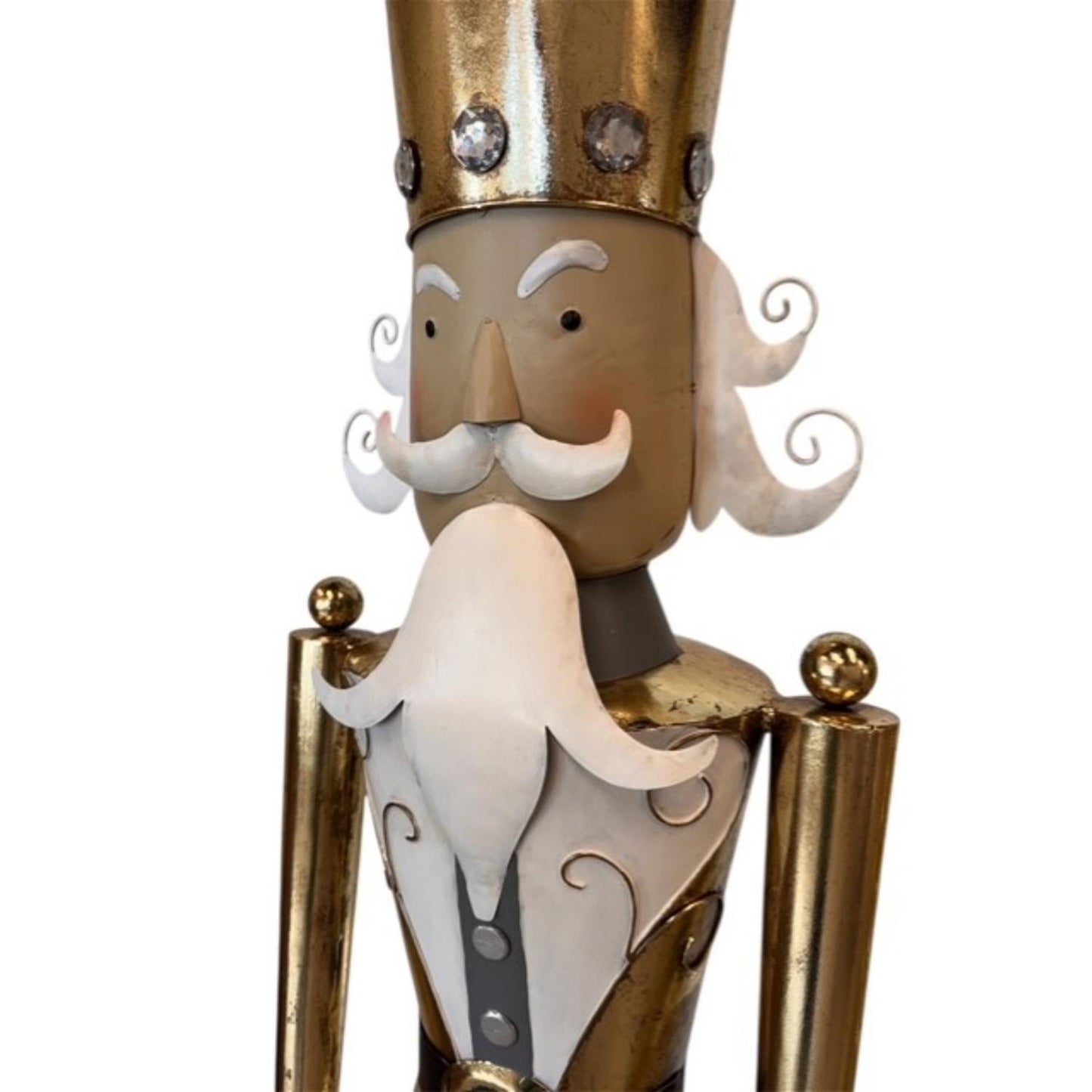 Metal Gilded Gold Nutcracker w/ Merry Christmas Sign 65" | FH