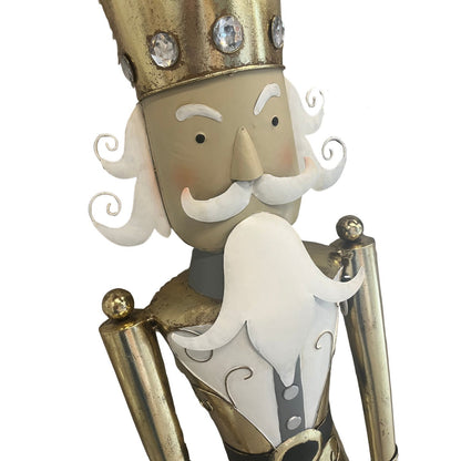 Metal Gilded Gold Nutcracker w/ Merry Christmas Sign 65" | FH