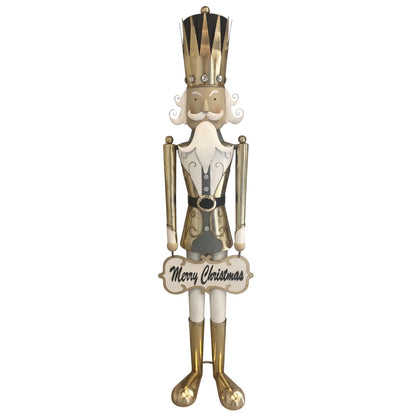 Metal Gilded Gold Nutcracker w/ Merry Christmas Sign 65" | FH