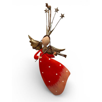 Whimsy Hanging Metal Angel Ornament w/ Violin 15" | FH