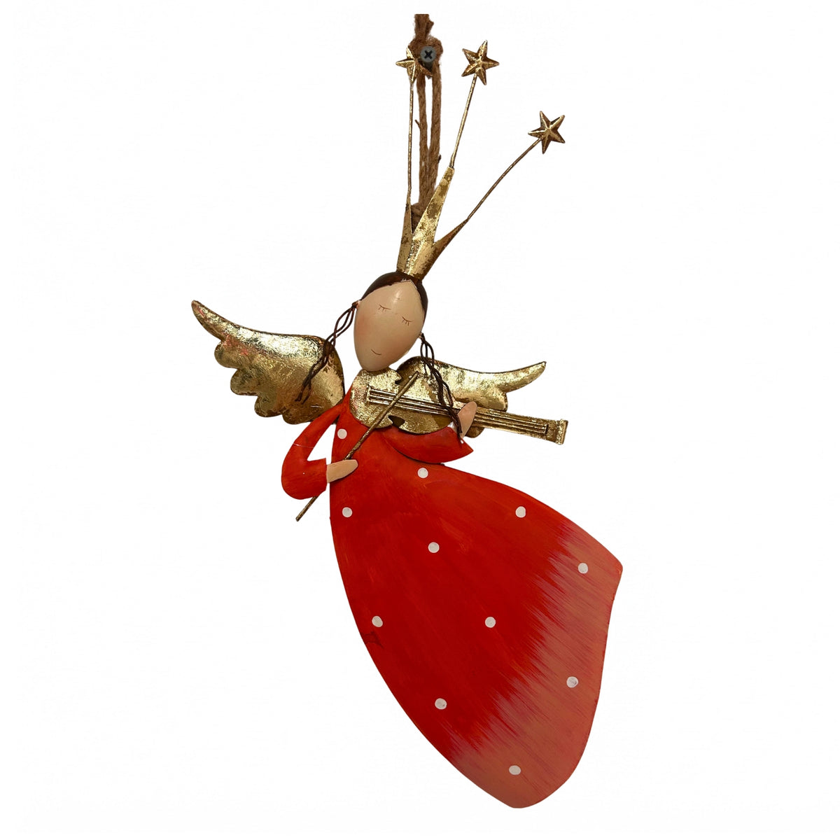 Whimsy Hanging Metal Angel Ornament w/ Violin 15" | FH
