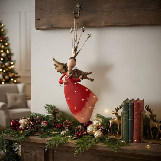 Whimsy Hanging Metal Angel Ornament w/ Violin 15" | FH