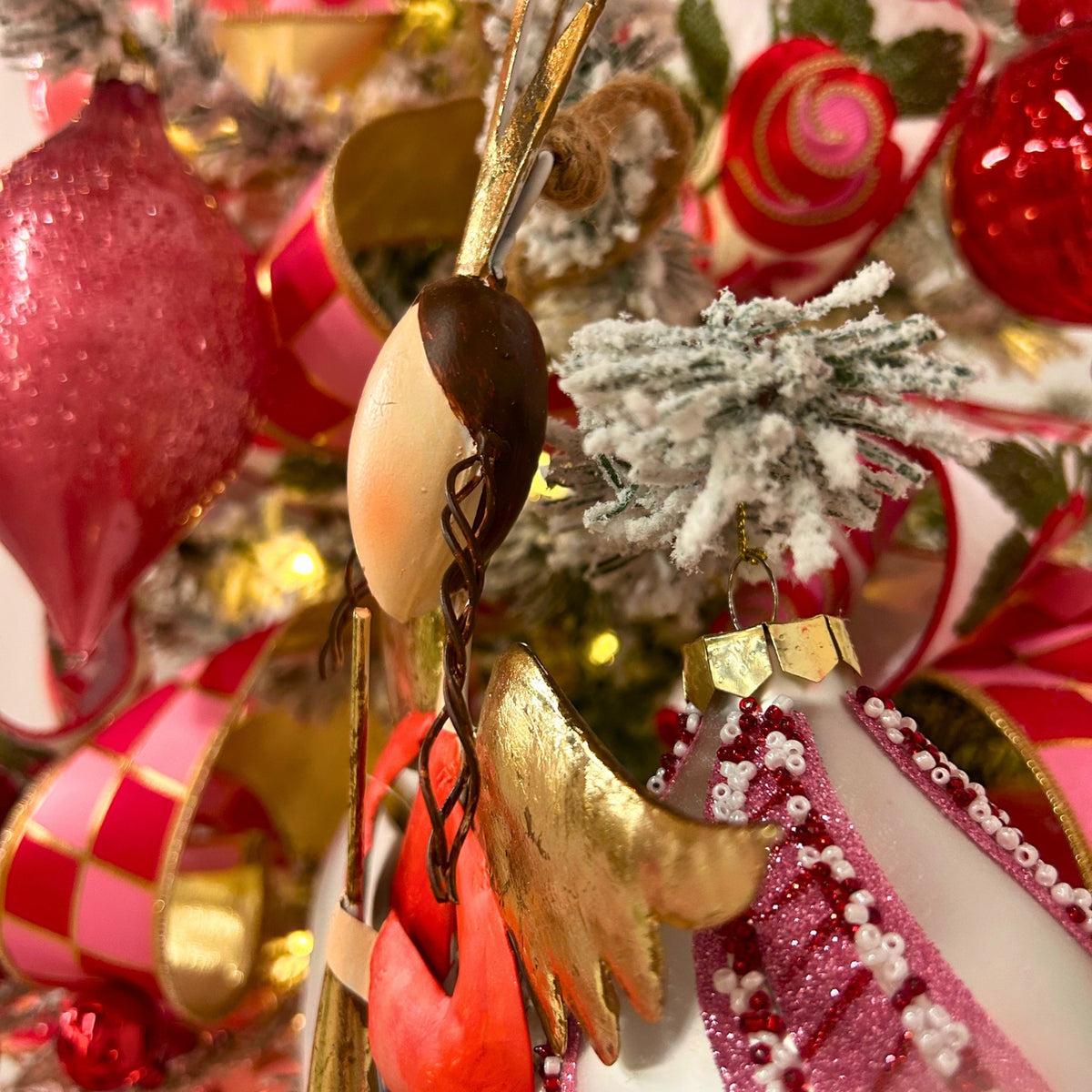 Whimsy Hanging Metal Angel Ornament w/ Horn 16.5" | FH