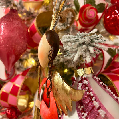 Whimsy Hanging Metal Angel Ornament w/ Horn 16.5" | FH