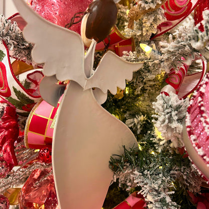 Whimsy Hanging Metal Angel Ornament w/ Horn 16.5" | FH